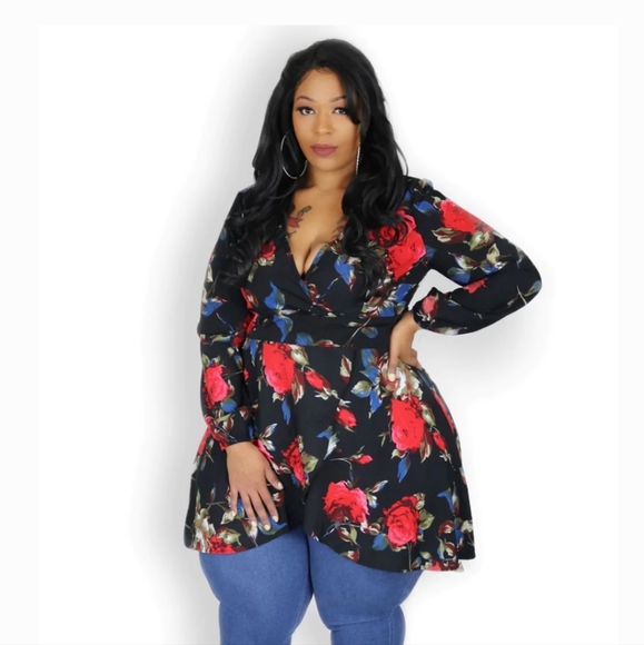 NWT Rose Gal Flower Tunic Top or Dress - Picture 2 of 6